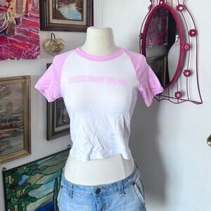 los Angeles apparel destroy boys pink white baseball tee
